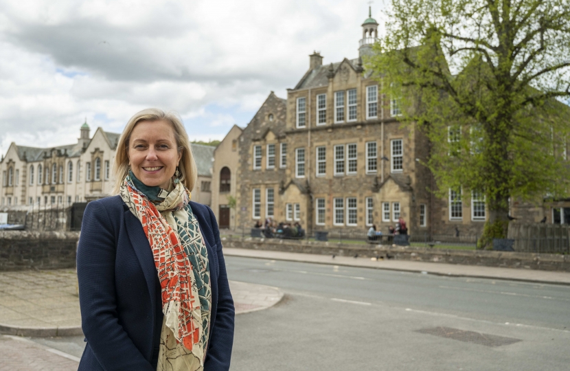   Photo of Rachael Hamilton MSP outside Hawick High Schoo